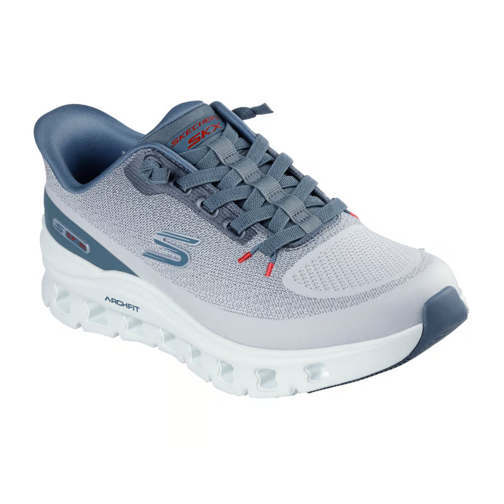 SKECHERS SLIP INS ARCH FIT GLIDE STEP LIGHT GRAY/BLUE - WOMENS