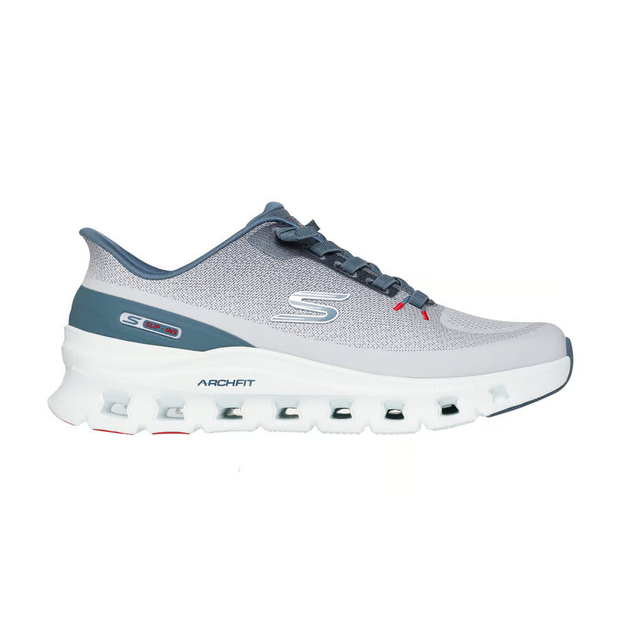 SKECHERS SLIP INS ARCH FIT GLIDE STEP LIGHT GRAY/BLUE - WOMENS