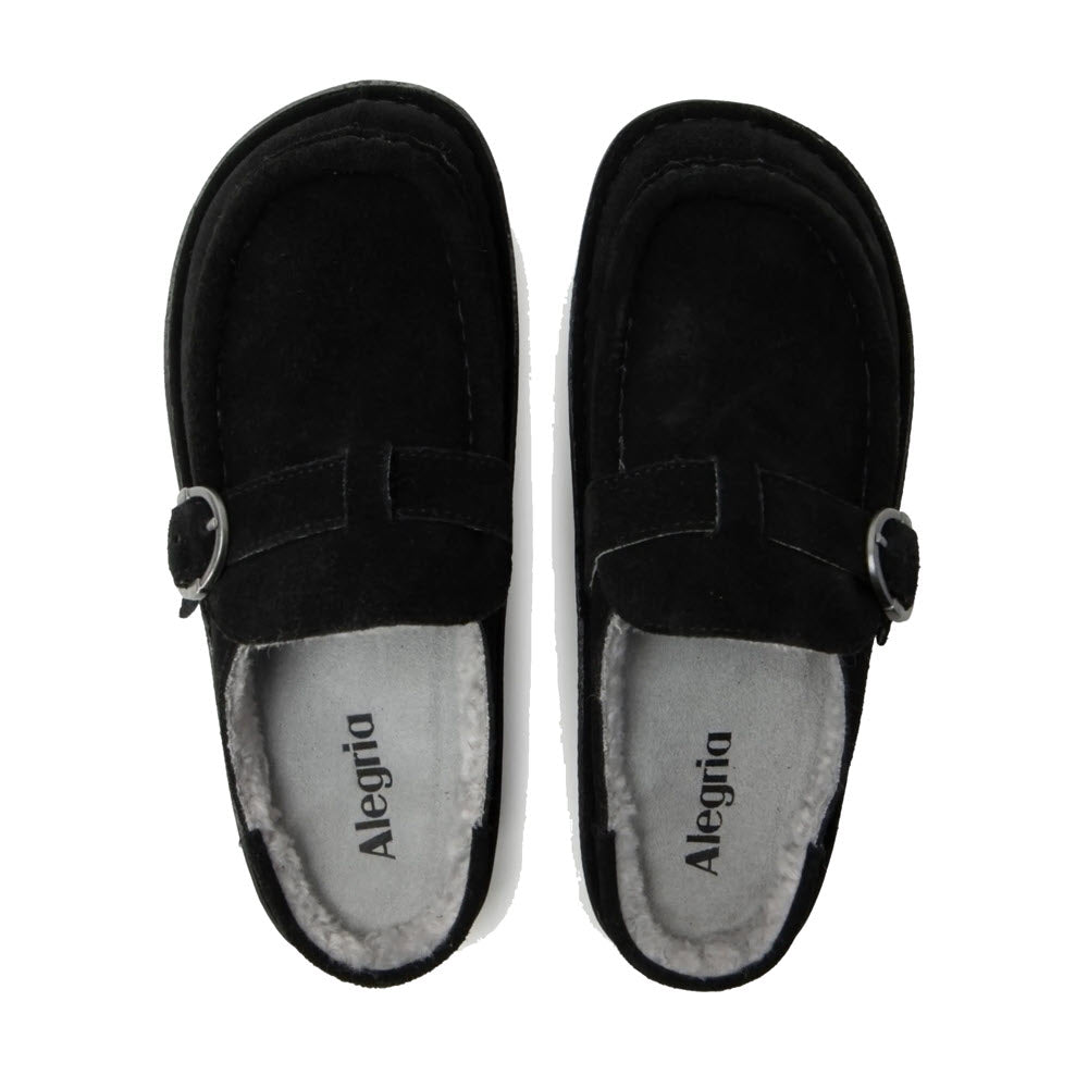 ALEGRIA BRIGID SHERPA LINED CLOG BLACK - WOMENS