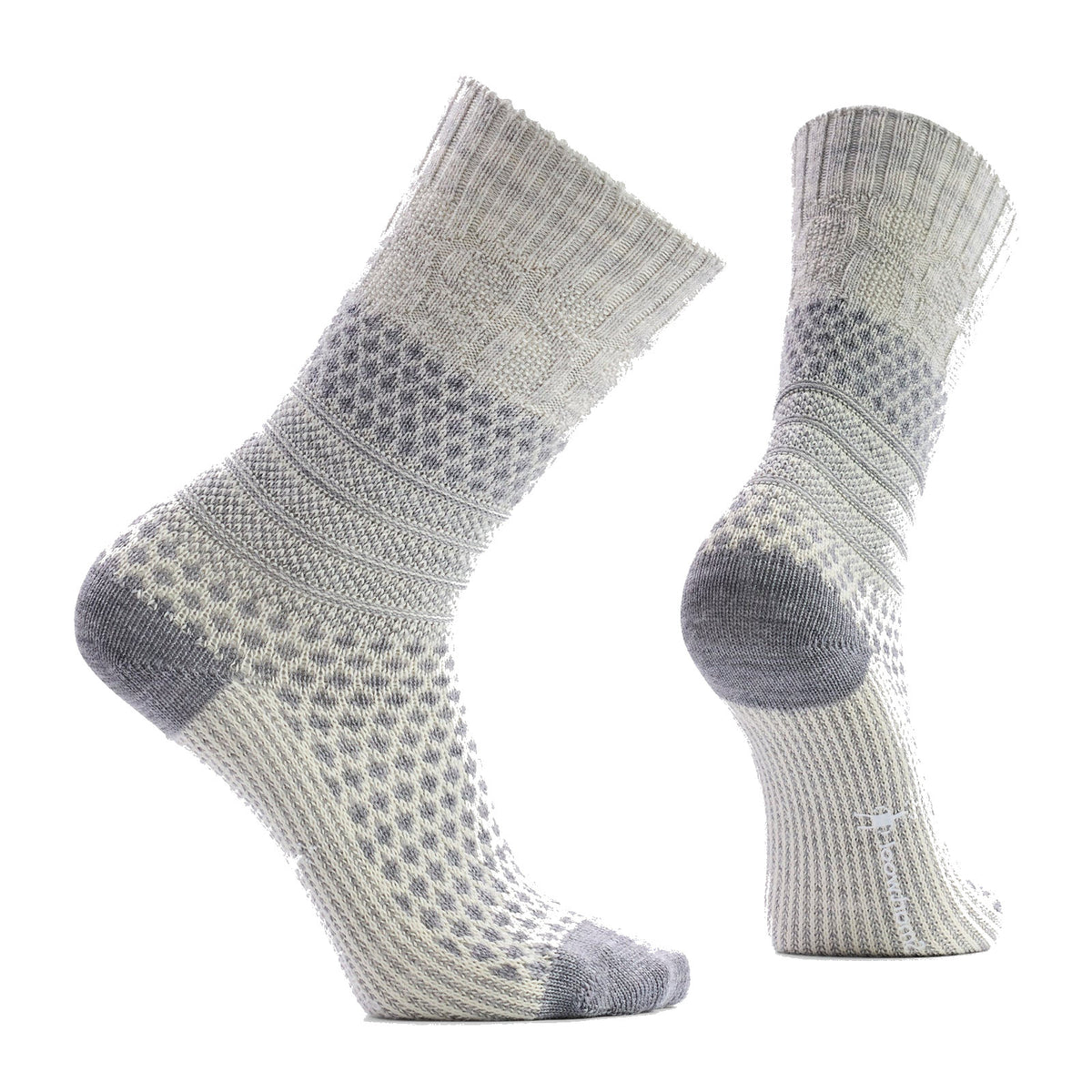 SMARTWOOL WOMENS POPCORN CABLE CREW SOCKS LIGHT GREY - WOMENS