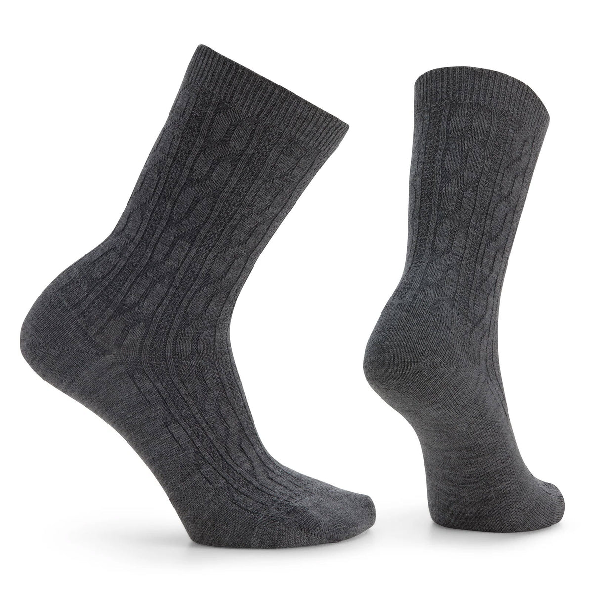 SMARTWOOL CABLE CREW SOCKS MEDIUM GRAY - WOMENS