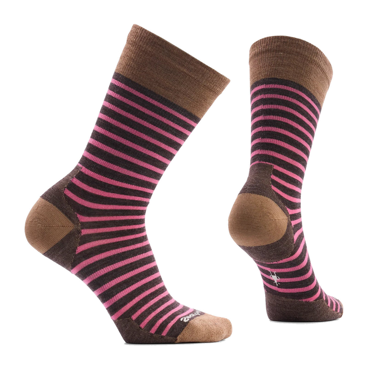 SMARTWOOL PINSTRIPE CREW SOCKS CHESTNUT - WOMENS