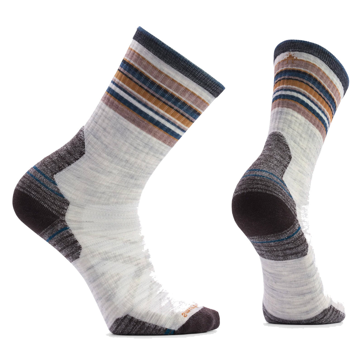 SMARTWOOL TARGETED CUSHION STRIPED CREW ASH-BROWN - MENS