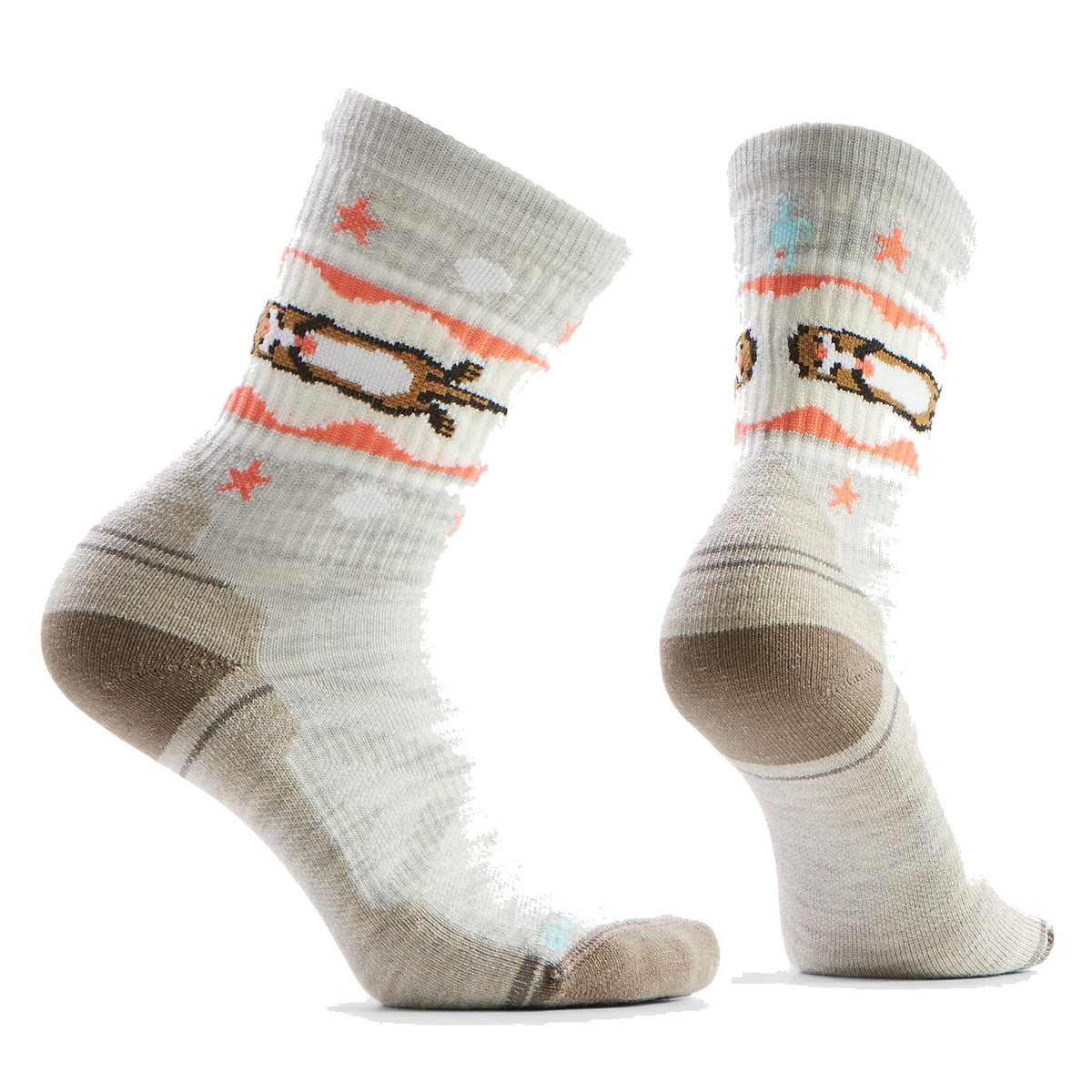 SMARTWOOL HIKE LIGHT CREW SOCKS OTTER FLOAT ASH - WOMENS