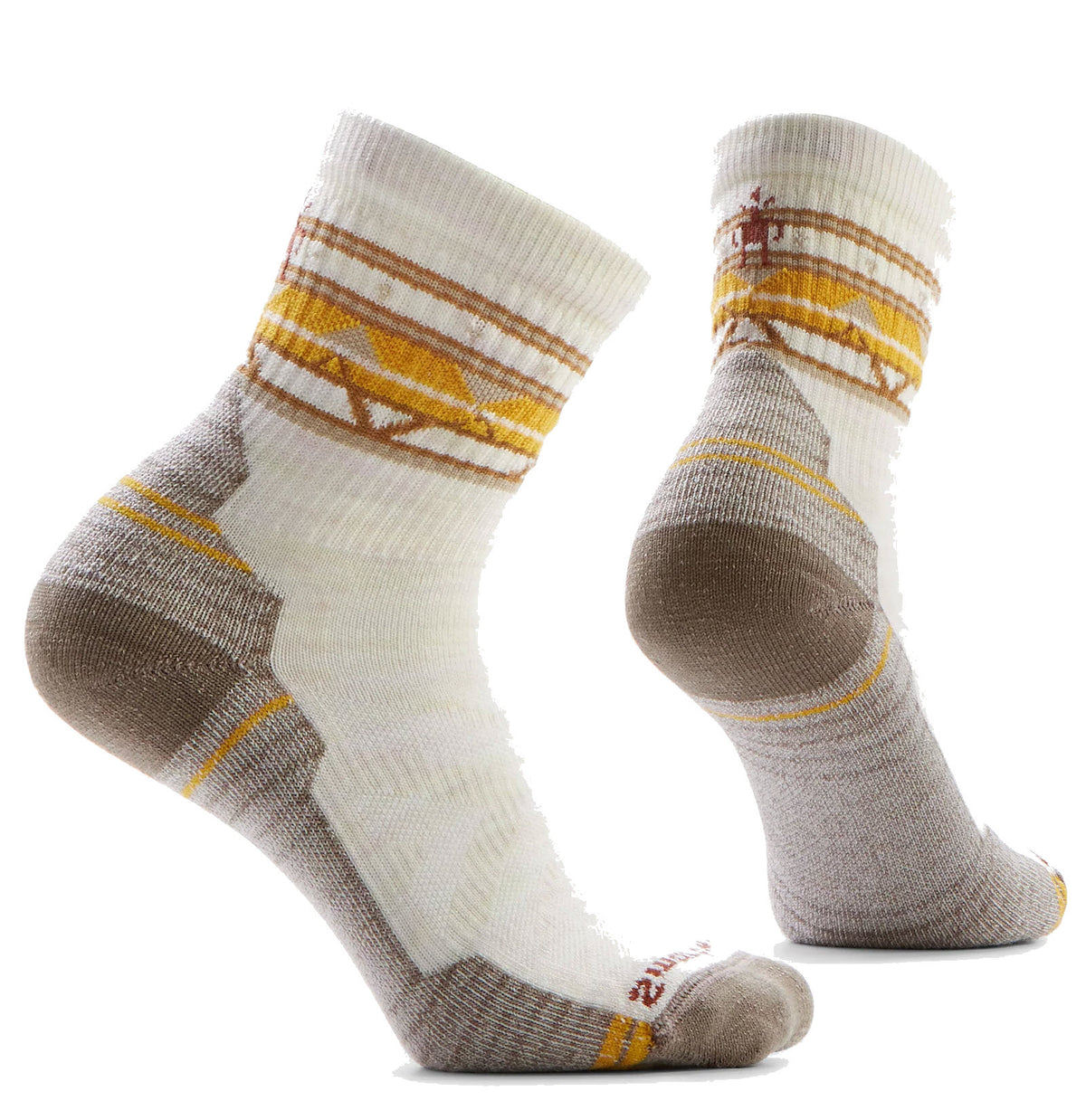 SMARTWOOL HIKE LIGHT ZIGZAG VALLEY MID CREW SOCKS MOONBEAM - WOMENS