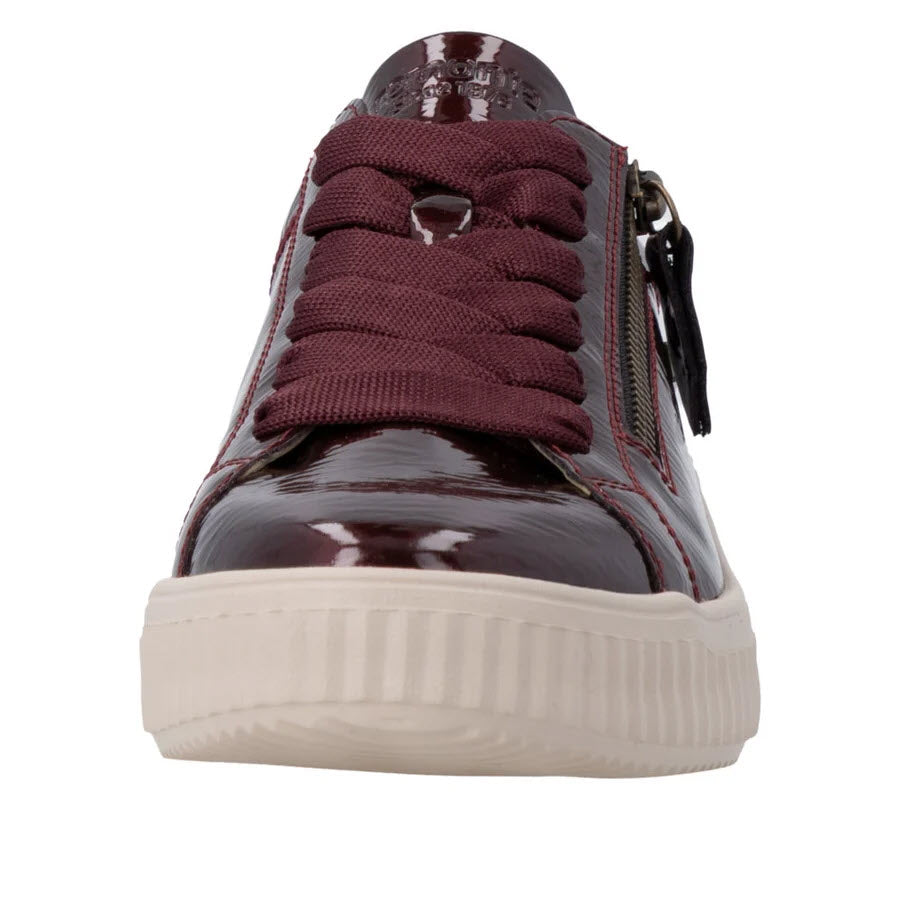 REMONTE PATENT SIDE ZIP SNEAKER WINE - WOMENS