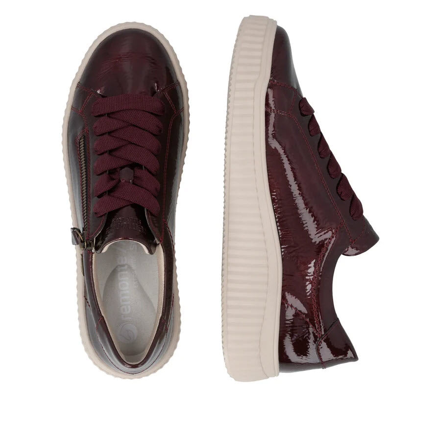 REMONTE PATENT SIDE ZIP SNEAKER WINE - WOMENS