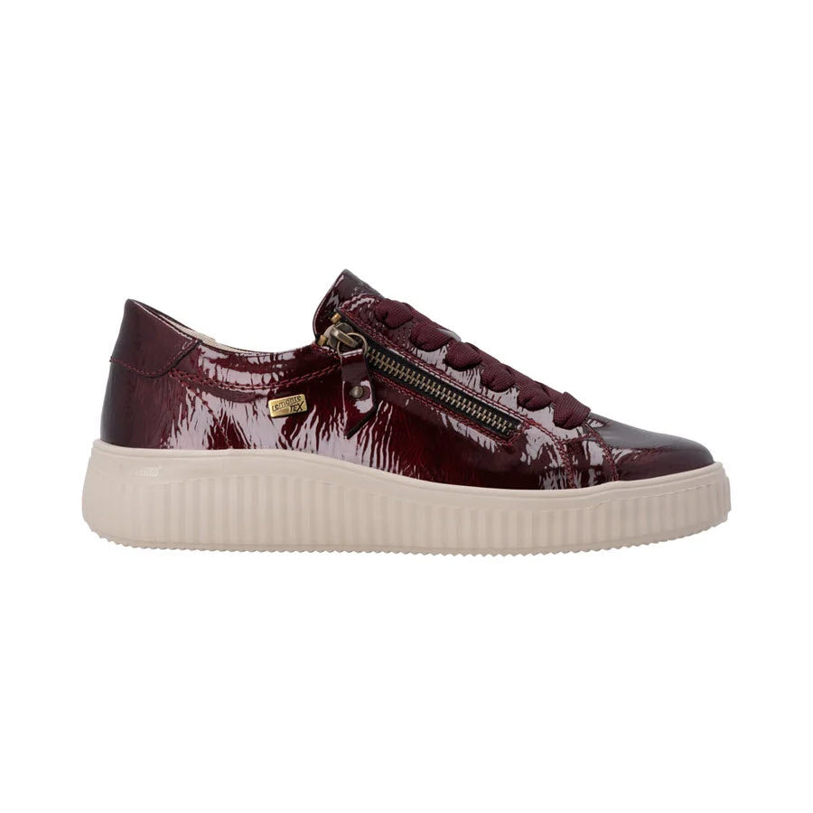 REMONTE PATENT SIDE ZIP SNEAKER WINE - WOMENS