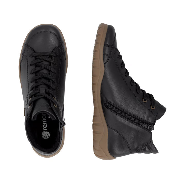 REMONTE SOFT LEATHER MID WALKER WATERPROOF BLACK - WOMENS