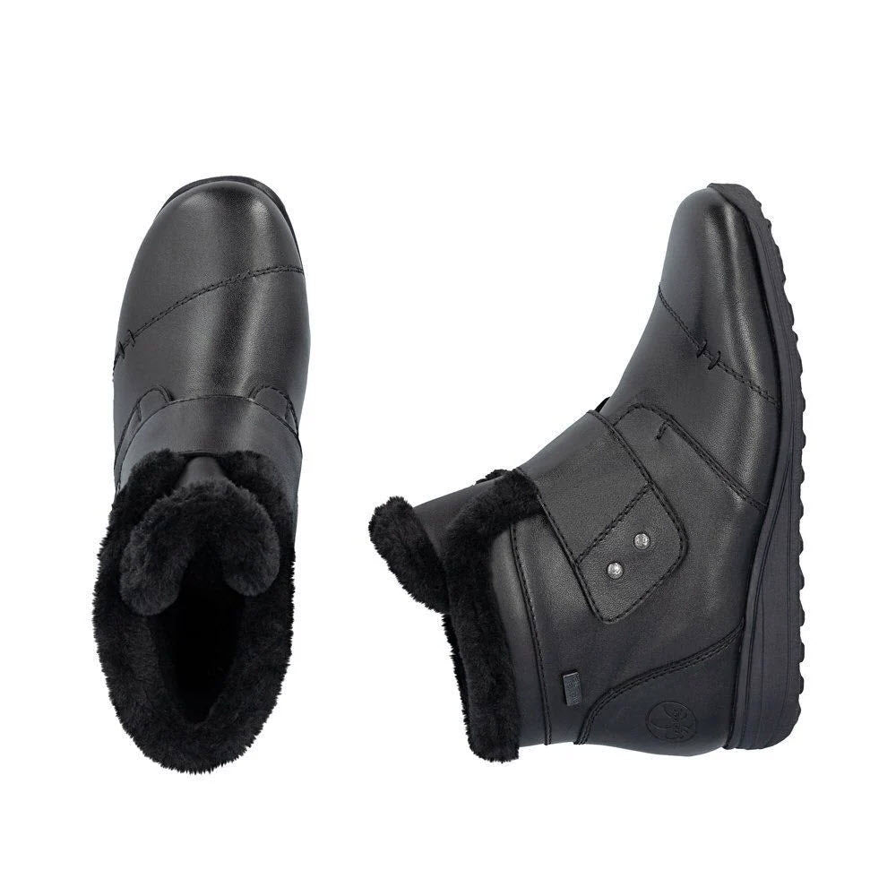 RIEKER DONNA LINED WTPF VELCRO BOOT BLACK - WOMENS