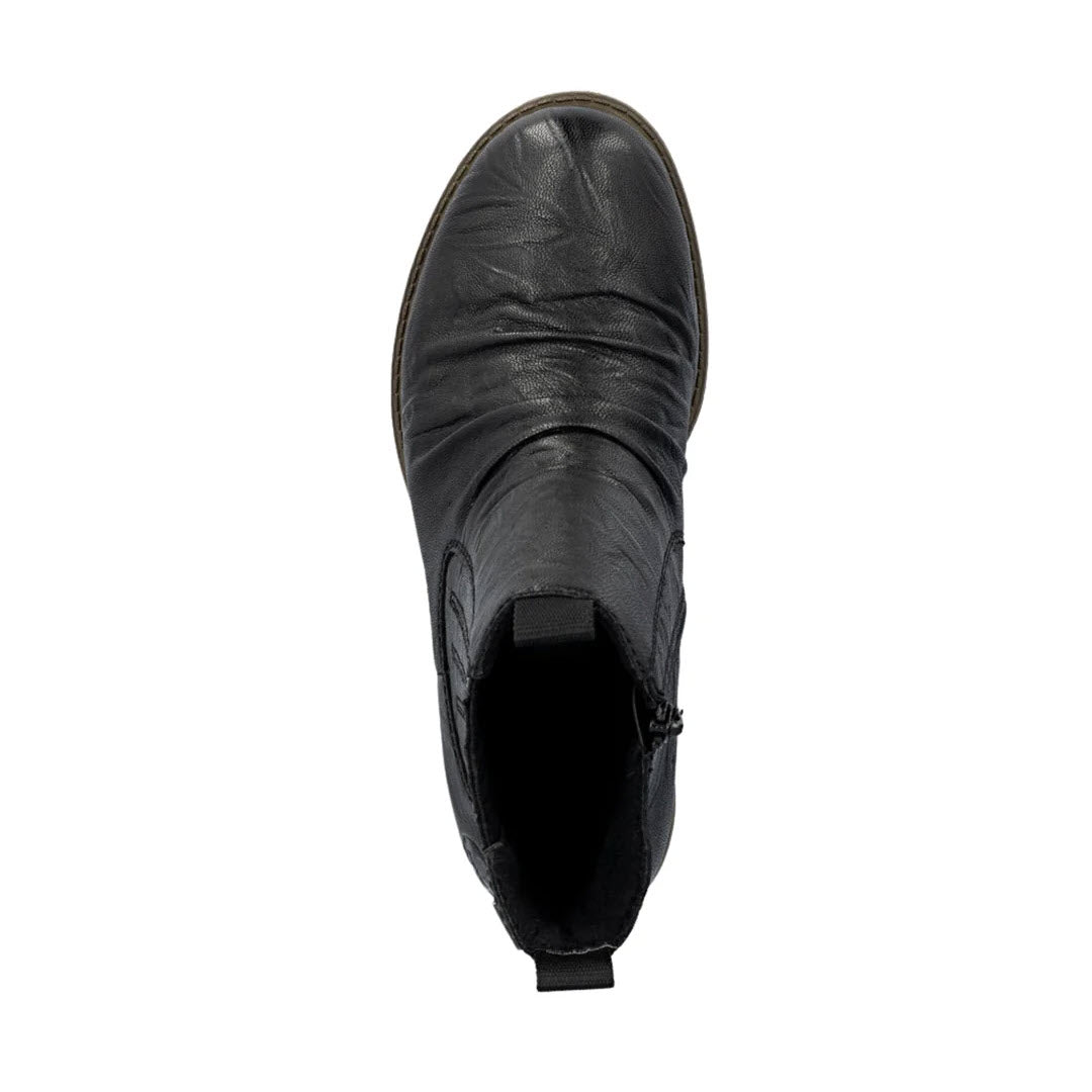 RIEKER ROUCHE FRONT SIDE ZIP WATERPROOF BOOT BLACK - WOMENS
