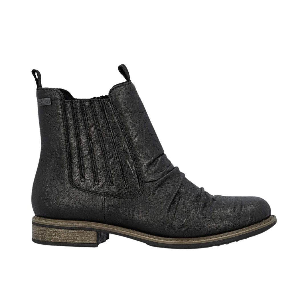 RIEKER ROUCHE FRONT SIDE ZIP WATERPROOF BOOT BLACK - WOMENS