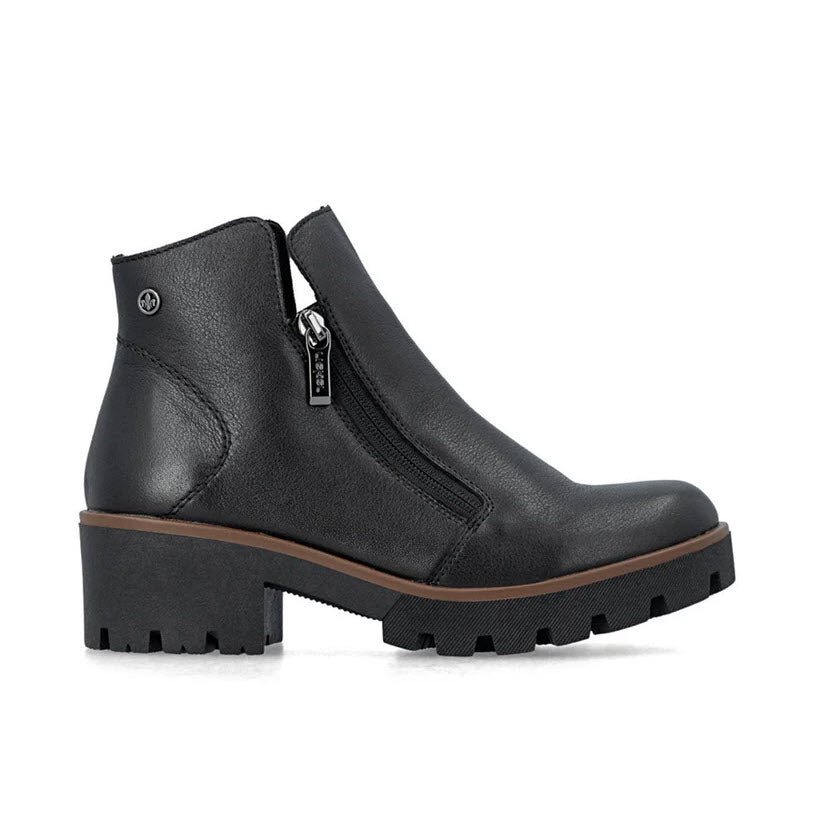 RIEKER LUG SOLE SIDE ZIP CHELSEA BOOT BLACK - WOMENS