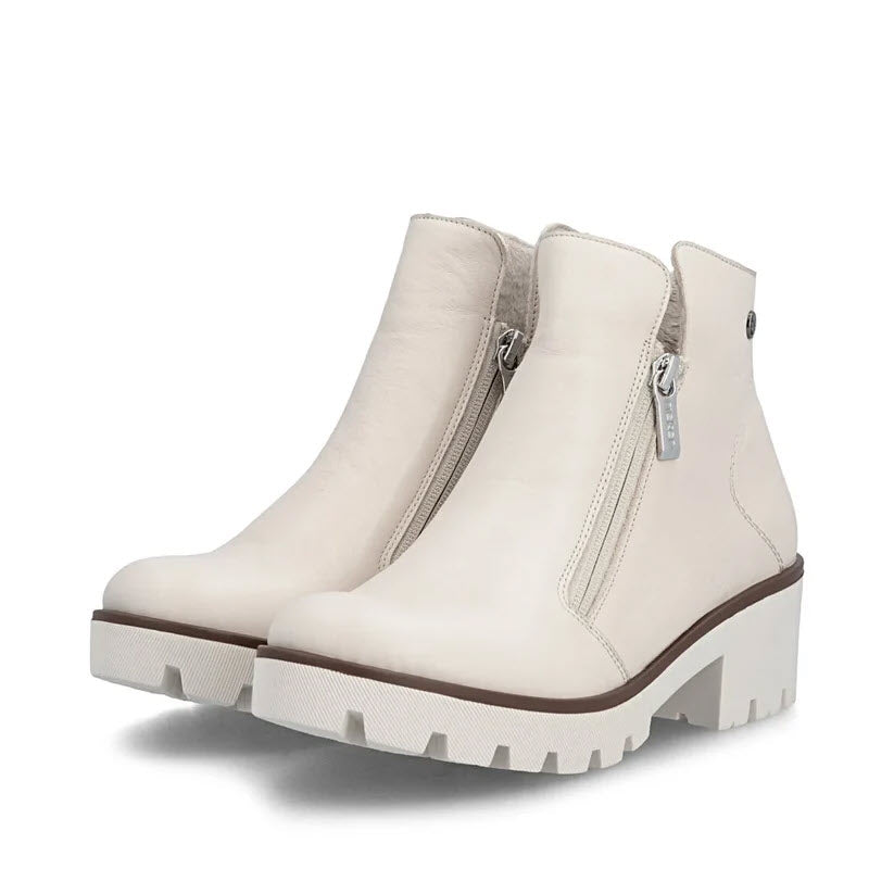 RIEKER LUG SOLE SIDE ZIP CHELSEA BOOT PORCELAIN - WOMENS