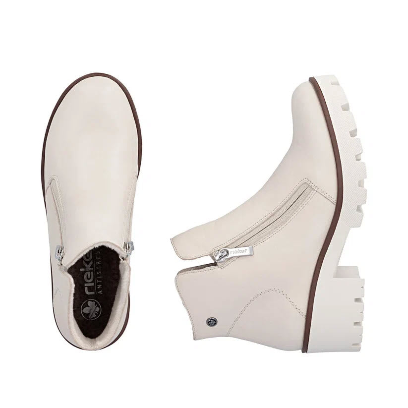 RIEKER LUG SOLE SIDE ZIP CHELSEA BOOT PORCELAIN - WOMENS
