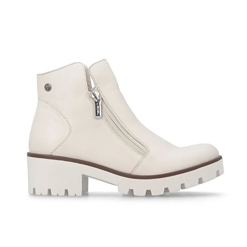 RIEKER LUG SOLE SIDE ZIP CHELSEA BOOT PORCELAIN - WOMENS