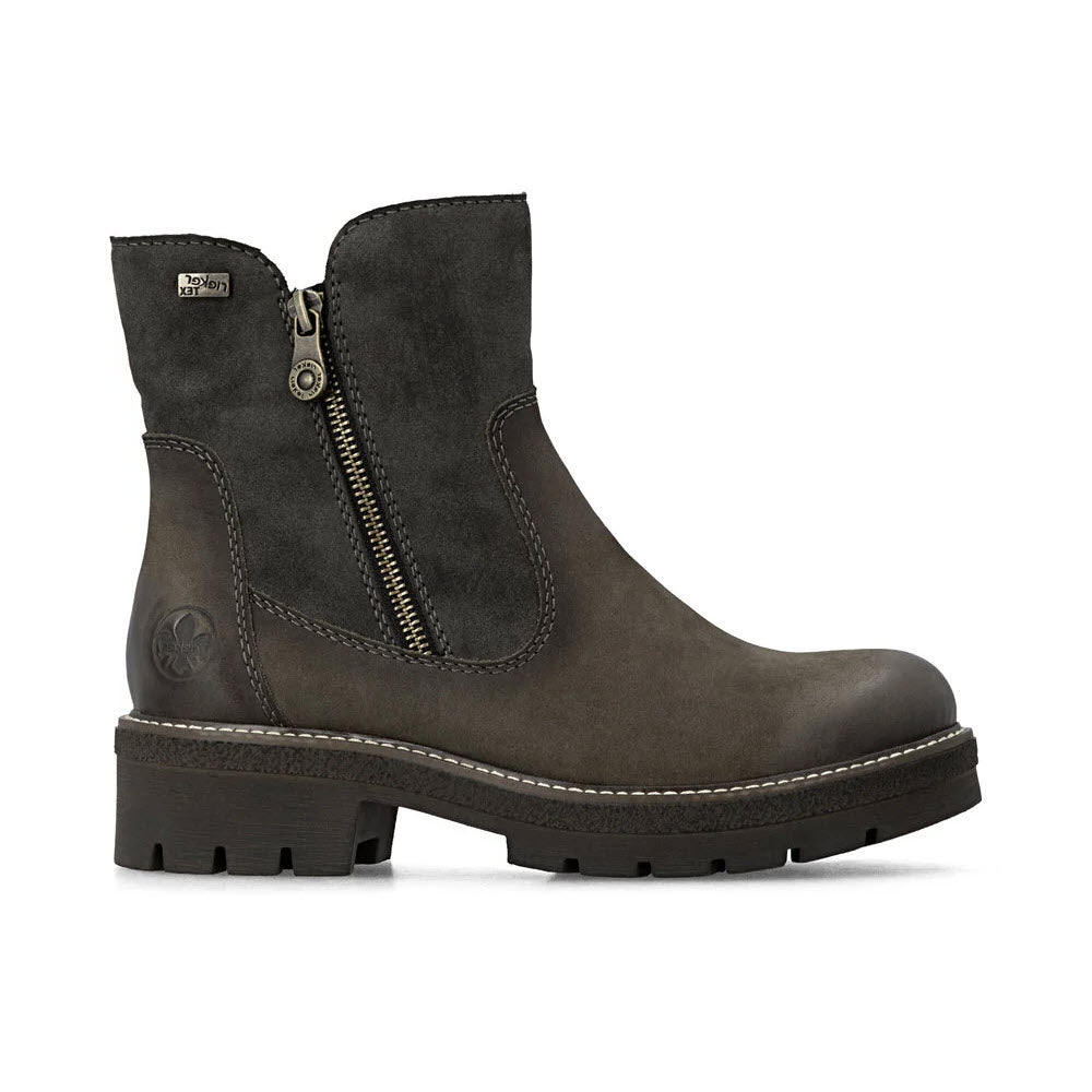 RIEKER LUG SOLE DOUBLE ZIP WATERPROOF BOOT SMOKE - WOMENS