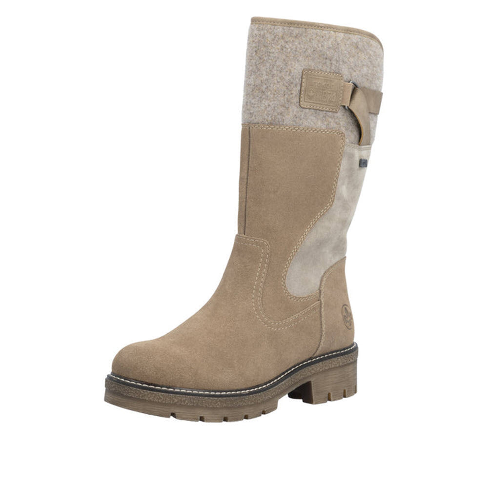 RIEKER TALL WOOL CUFFED LUG SOLE WATERPROOF BOOT TAN - WOMENS