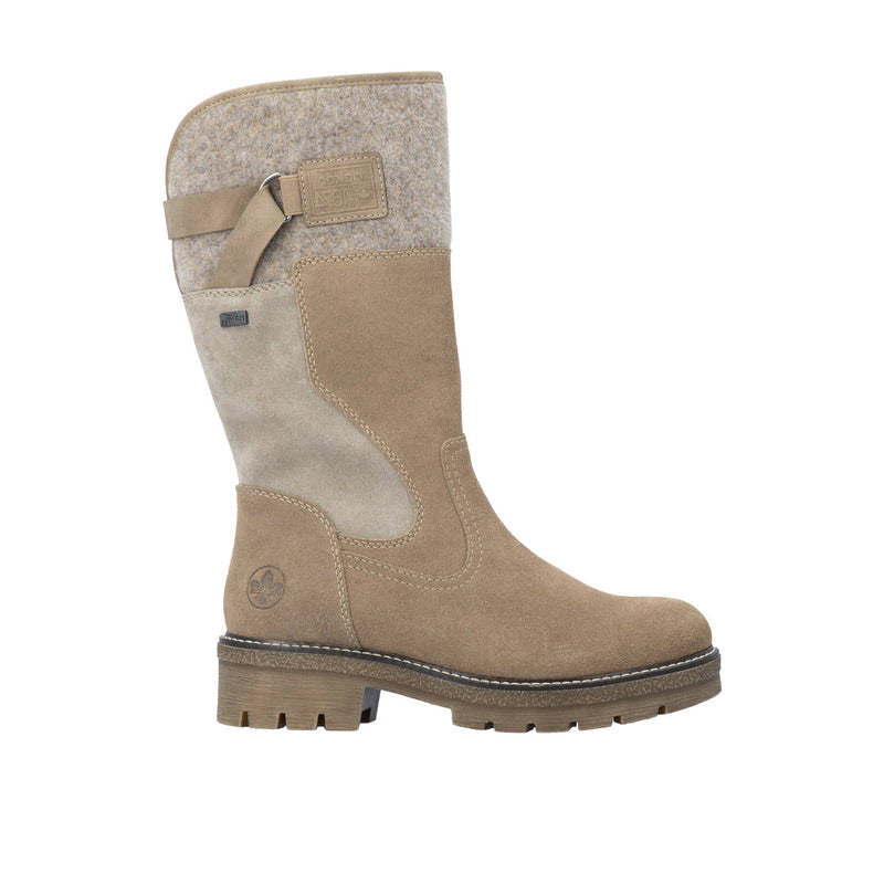 RIEKER TALL WOOL CUFFED LUG SOLE WATERPROOF BOOT TAN - WOMENS