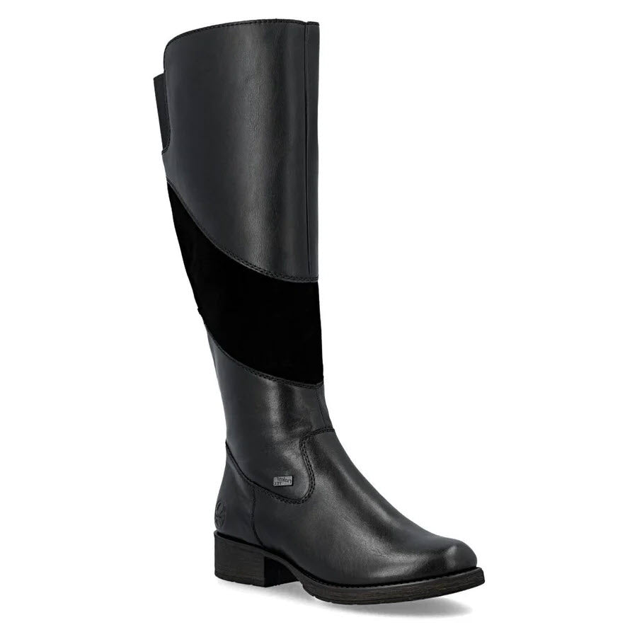 RIEKER TALL SUEDE PANEL WATERPROOF BOOT BLACK - WOMENS