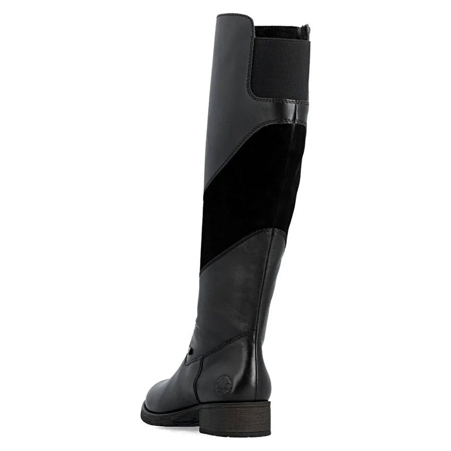 RIEKER TALL SUEDE PANEL WATERPROOF BOOT BLACK - WOMENS