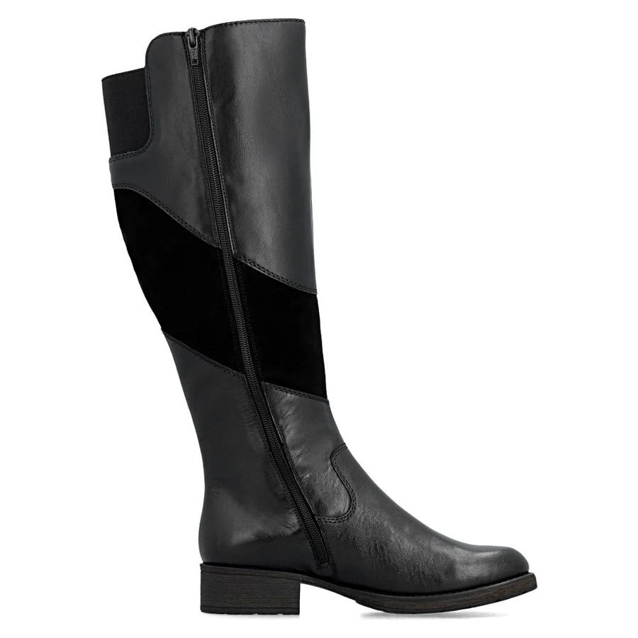 RIEKER TALL SUEDE PANEL WATERPROOF BOOT BLACK - WOMENS