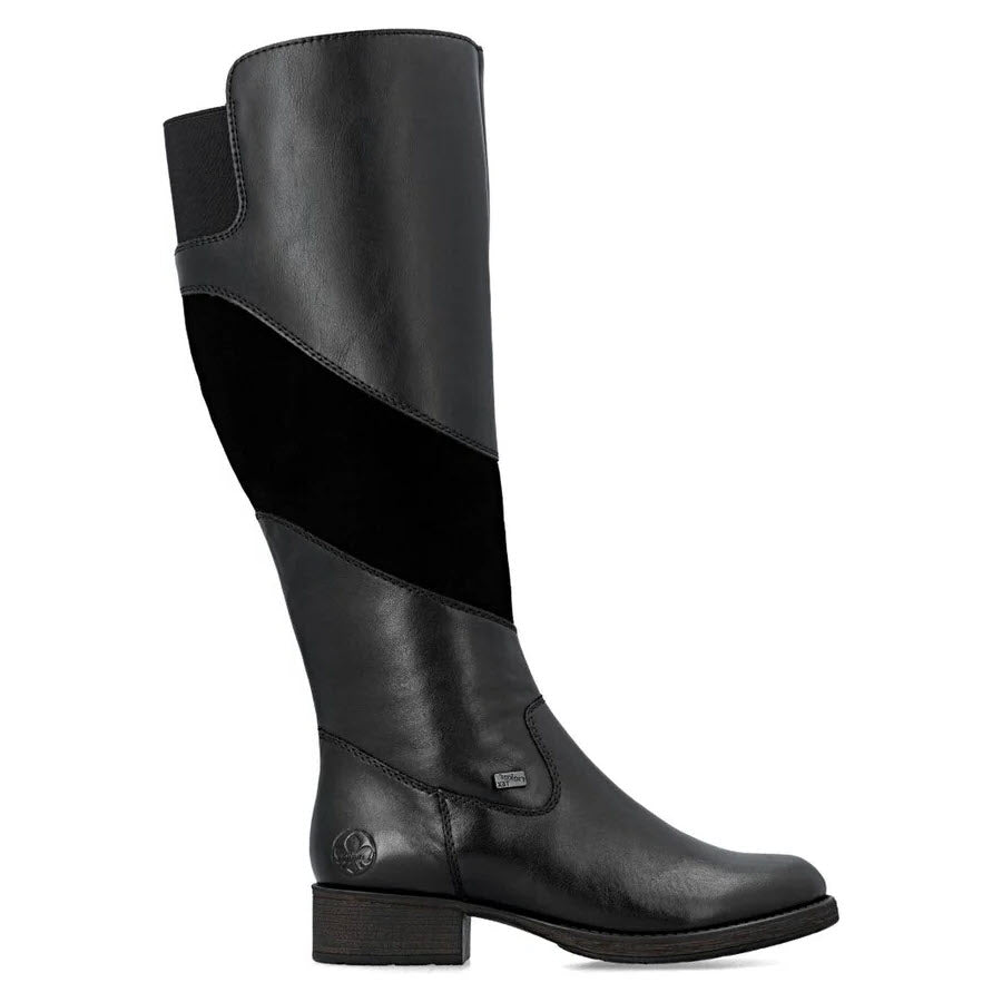 RIEKER TALL SUEDE PANEL WATERPROOF BOOT BLACK - WOMENS