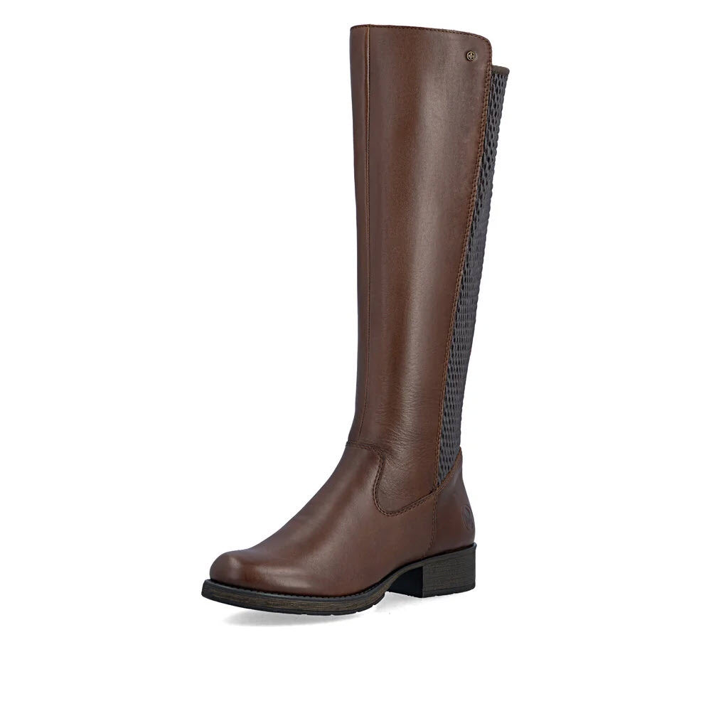 RIEKER TALL BACK PANEL WATERPROOF DRESS BOOT CHESTNUT - WOMENS