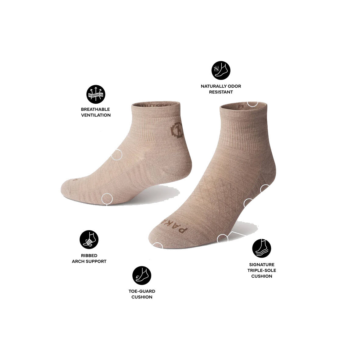 PAKA ALPACA TRAIL QUARTER SOCKS WALNUT - ADULTS