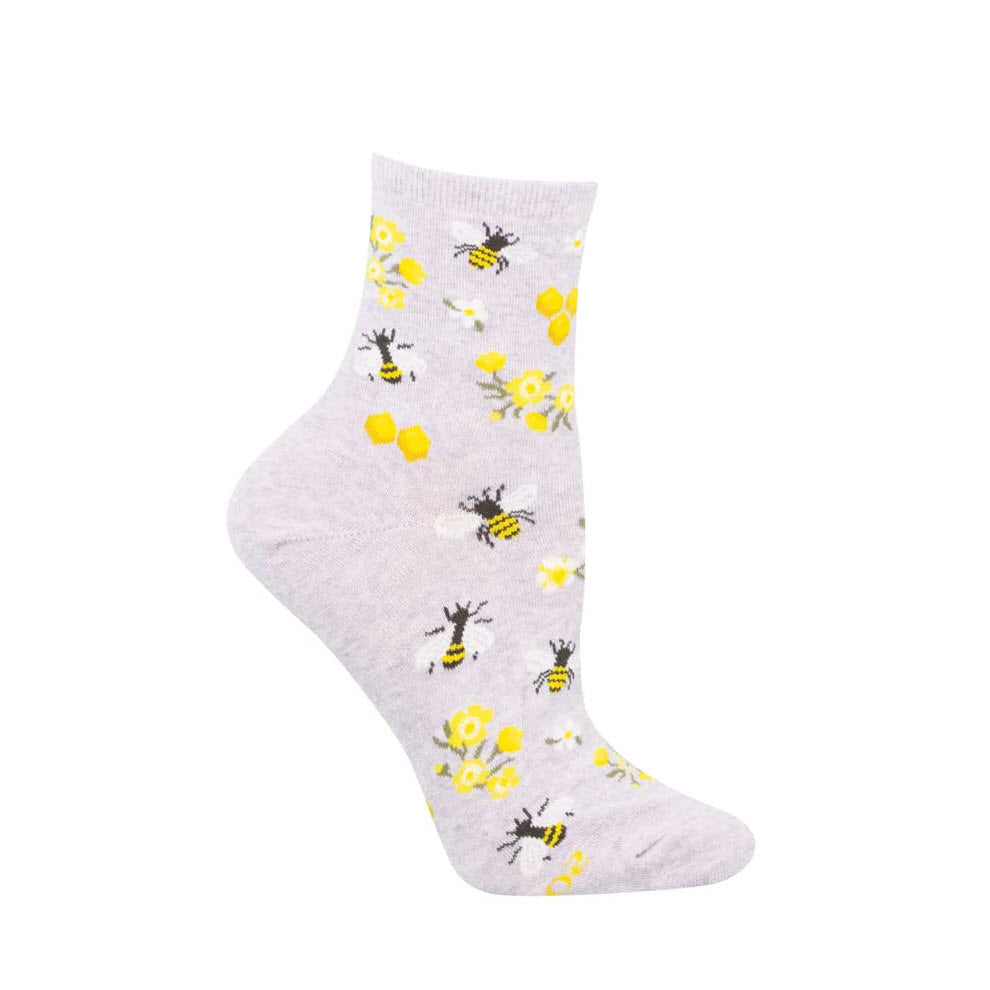 SOCKSMITH MINI CREW SOCKS HONEYBEE FLORAL PURPLE - WOMENS