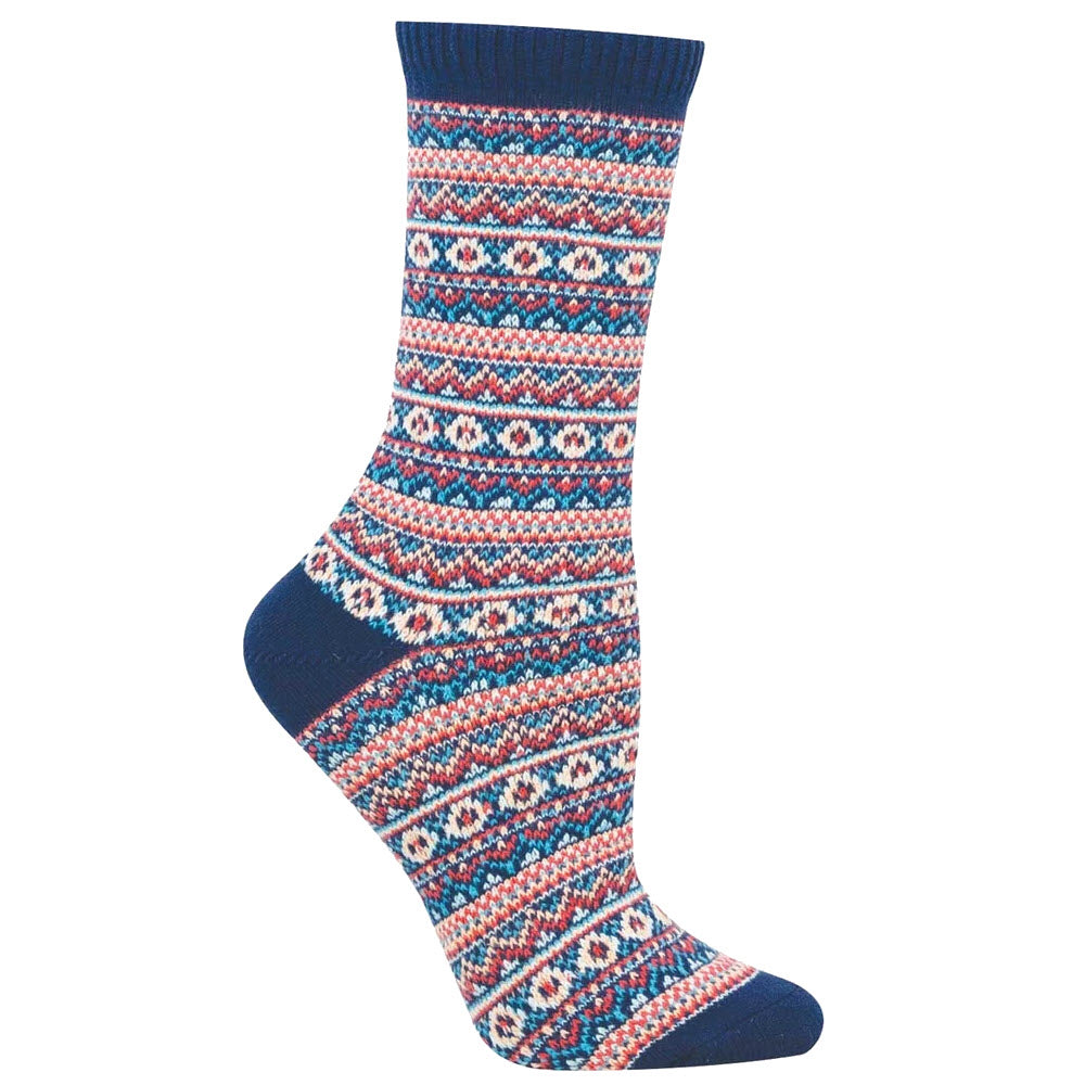 SOCKSMITH SWEATERSOCK DIAMOND PEAKS CREW SOCKS BLUE - WOMENS