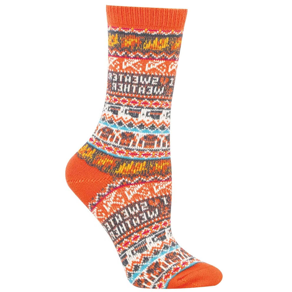 SOCKSMITH SWEATERSOCK I HEART SWEATER WEATHER CREW SOCKS ORANGE - WOMENS