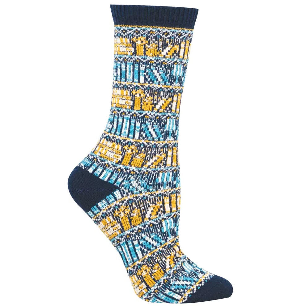 SOCKSMITH SWEATERSOCK BEDTIME STORIESCREW SOCKS NAVY - WOMENS