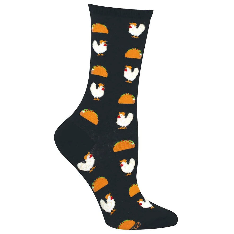 SOCKSMITH CHICKEN TACOCREW SOCKS BLACK - WOMENS