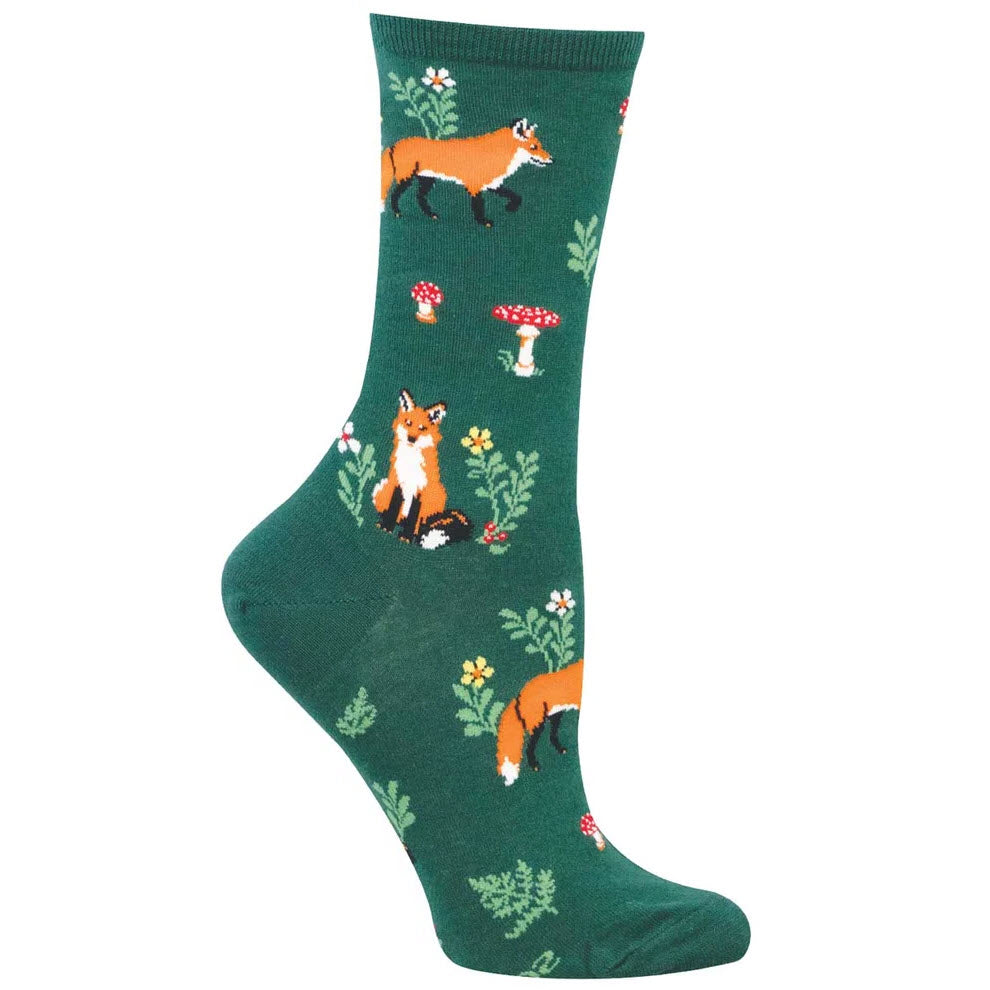 SOCKSMITH FOXY FELLOW CREW SOCKS GREEN - WOMENS