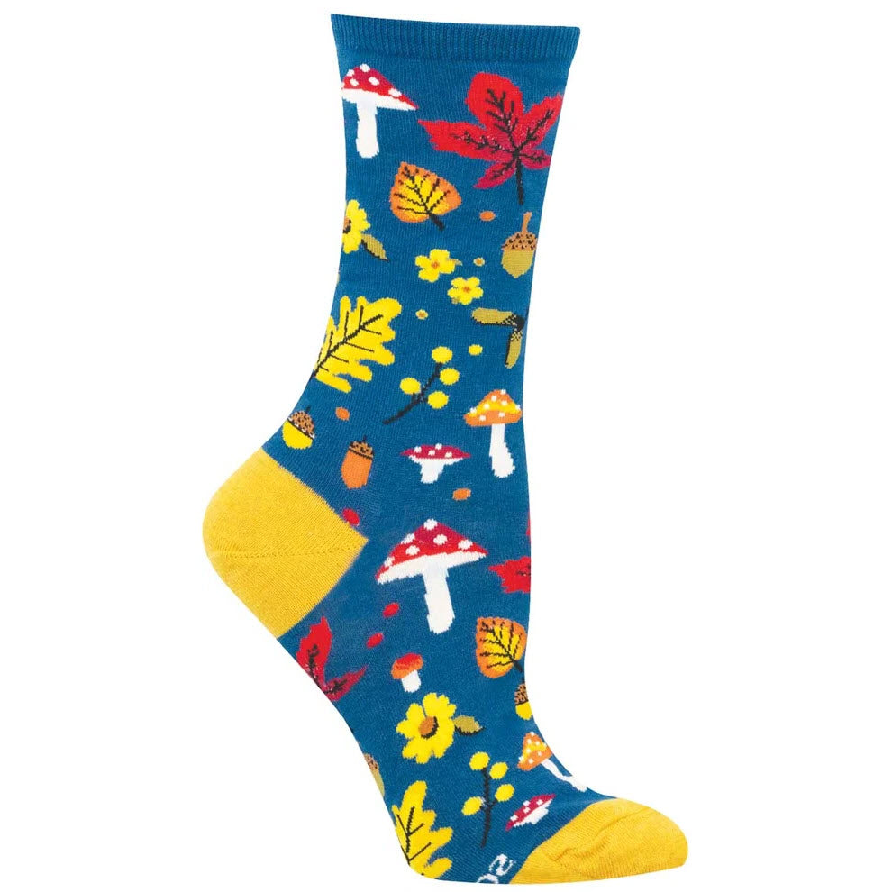 SOCKSMITH FOREST FLOOR CREW SOCKS BLUE - WOMENS