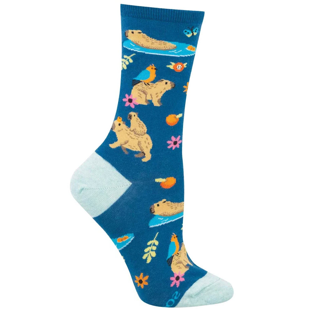 SOCKSMITH CAPYBARA CREW SOCKS BLUE - WOMENS