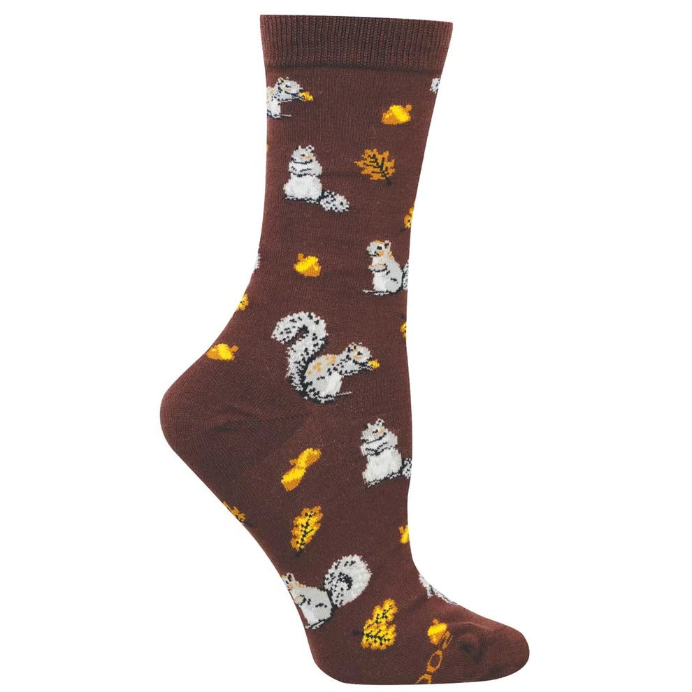 SOCKSMITH SQUIRREL IN FOREST CREW SOCKS BROWN - WOMENS