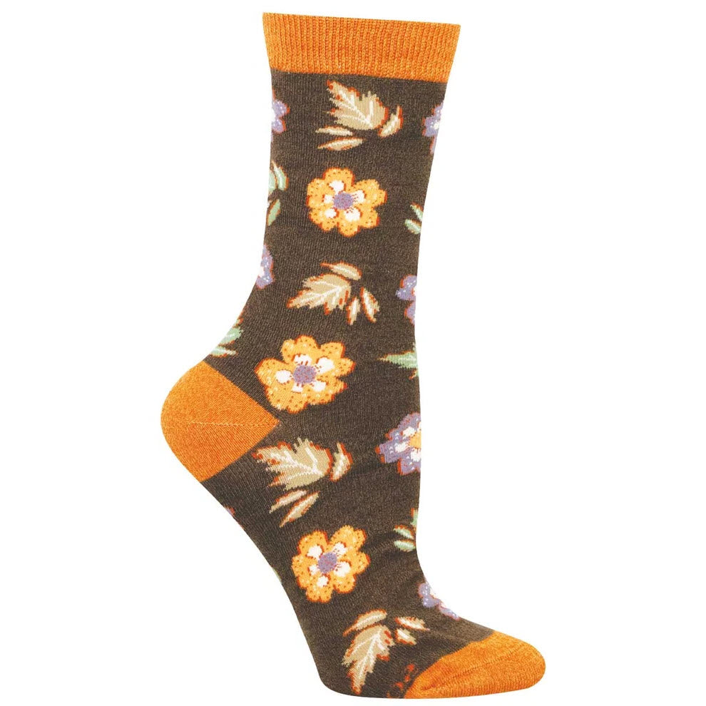 SOCKSMITH AUTUMN FOLIAGE CREW SOCKS BROWN - WOMENS