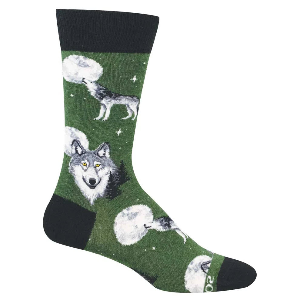 SOCKSMITH HOWL AT THE MOON CREW SOCKS GREEN - MENS