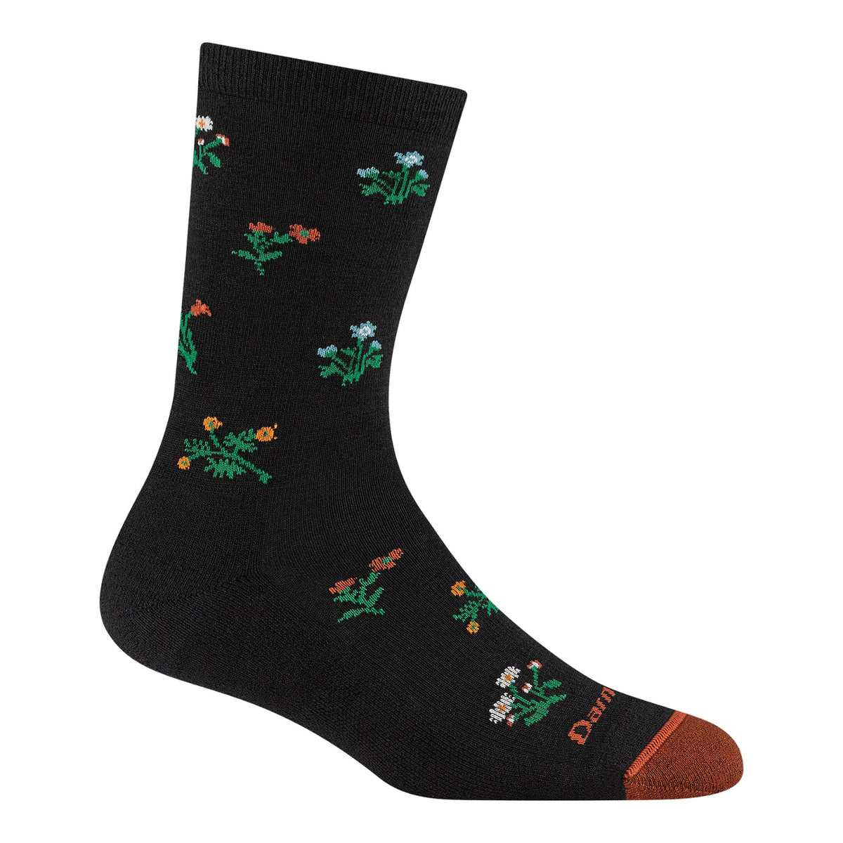 DARN TOUGH WILDFLOWER CREW SOCK BLACK - WOMENS