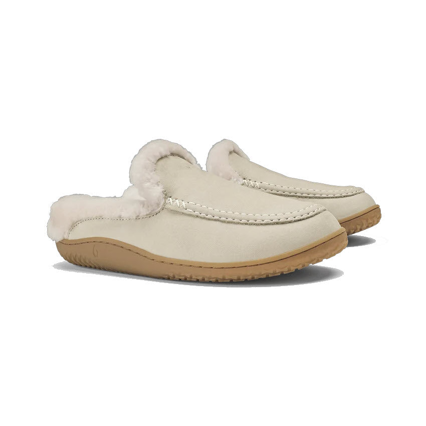 OLUKAI NOHEA KOLO LINED SLIPPER ECRU - WOMENS