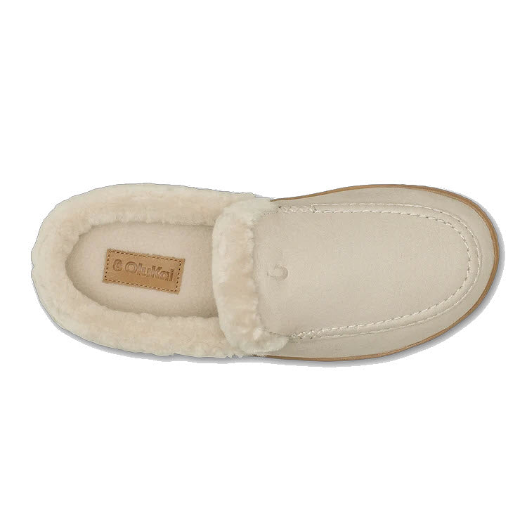 OLUKAI NOHEA KOLO LINED SLIPPER ECRU - WOMENS