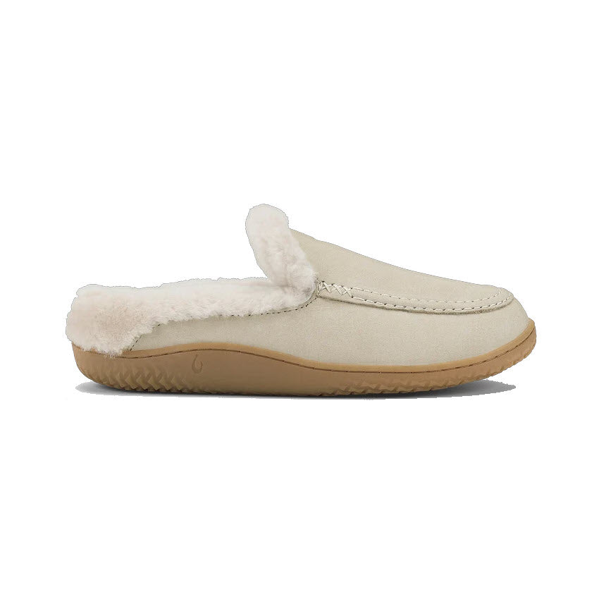 OLUKAI NOHEA KOLO LINED SLIPPER ECRU - WOMENS