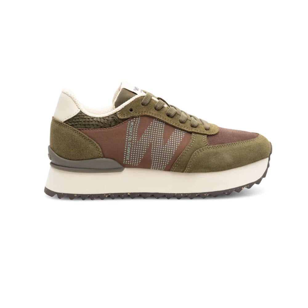 LINES OF DENMARK WODEN RONJA PLEATEAU SNEAKER DARK OLIVE - WOMENS