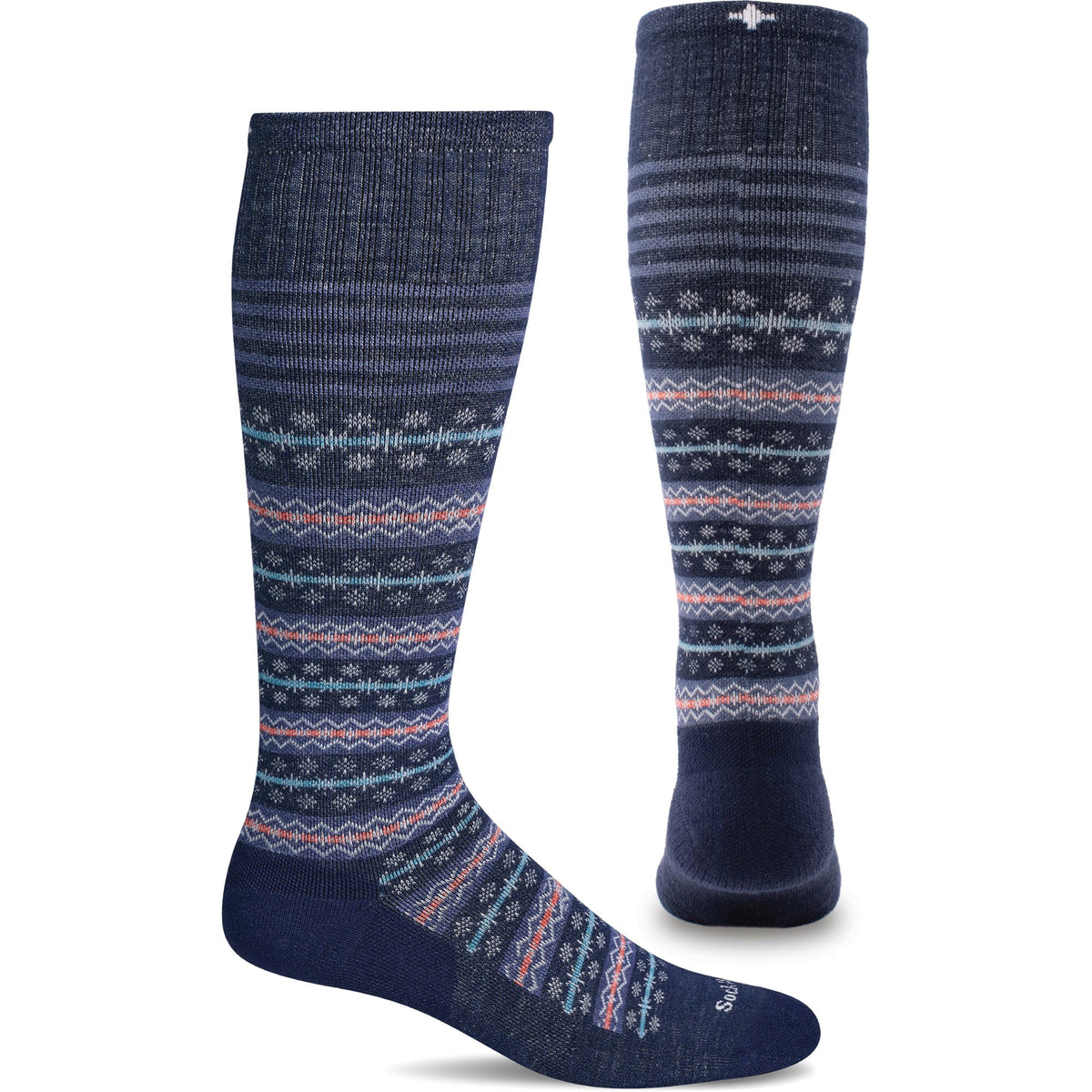 SOCKWELL KNEE HIGH COMPPRESSION SOCKS MINI FAIRISLE NAVY 15-20 MMHG - WOMENS