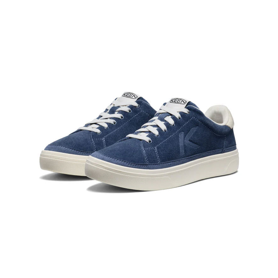 KEEN KM1 LEATHER COURT USA MADE SNEAKER VINTAGE INDIGO BIRCH - WOMENS