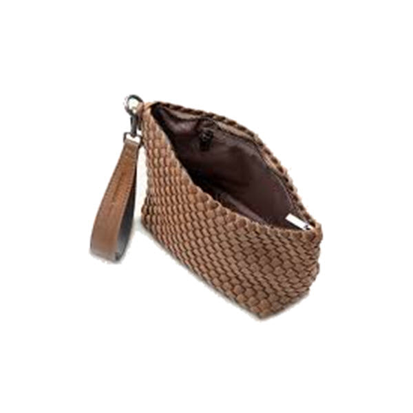 ILSE JACOBSEN NEOPRENE WOVEN CLUTCH SEPIA