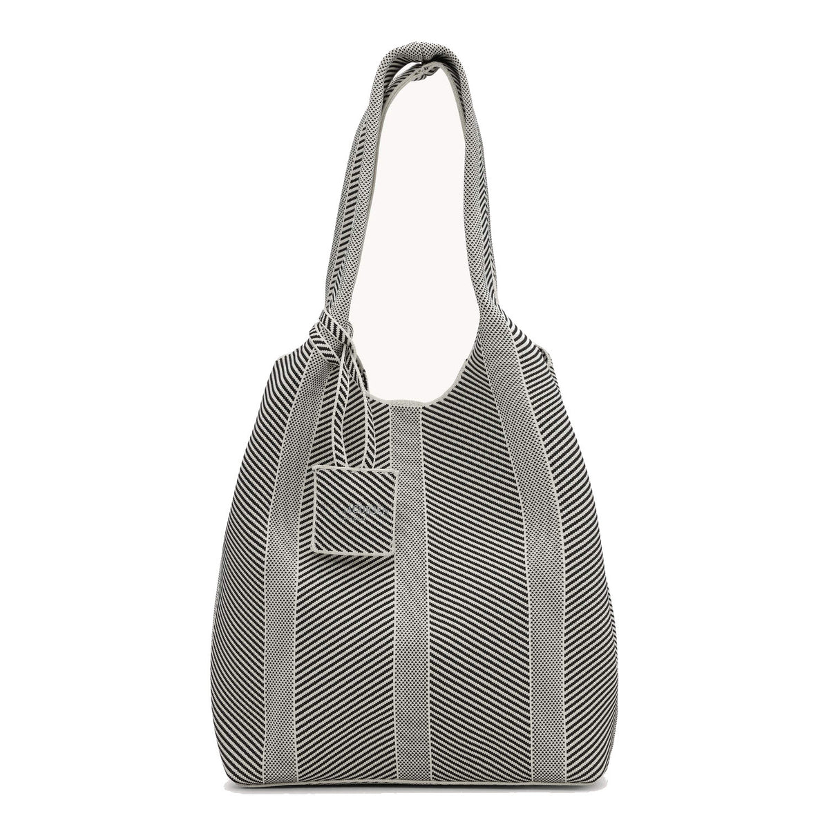 ILSE JACOBSEN FABRIC PATTERNED TOTE BAG MILK CREME BLACK