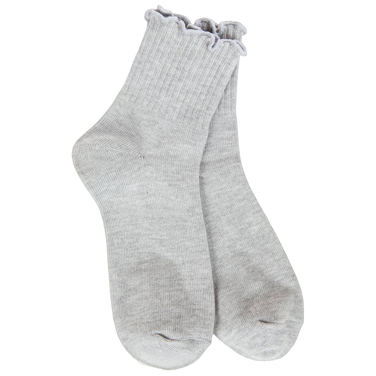 WORLDS SOFTEST QUARTER SOCKS RUFFLE LIGHT GREY - WOMENS